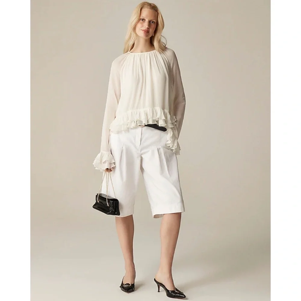 J. Crew Collection Ruffle Top in Viscose Chiffon